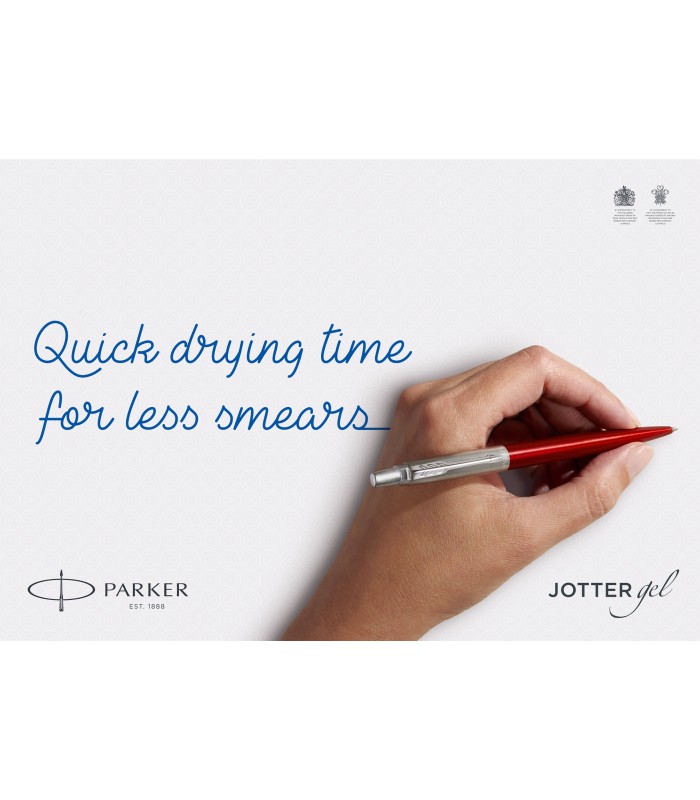 Parker Jotter Gel Pen | Stainless Steel with Gold Trim | Medium Point Black Ink (0.7 mm)