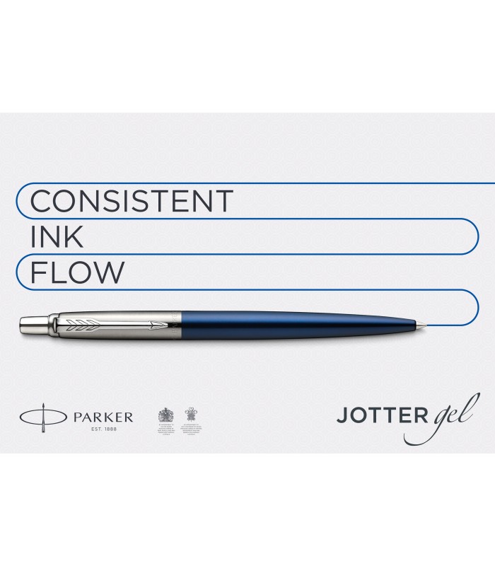 Parker Jotter Gel Pen | Stainless Steel with Gold Trim | Medium Point Black Ink (0.7 mm)