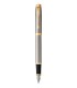 PARKER IM Stylo plume, métal brossé, plume fine, encre bleue, Coffret cadeau