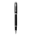 PARKER IM Fountain Pen, Black Lacquer, Chrome Trims, medium Nib - Giftbox