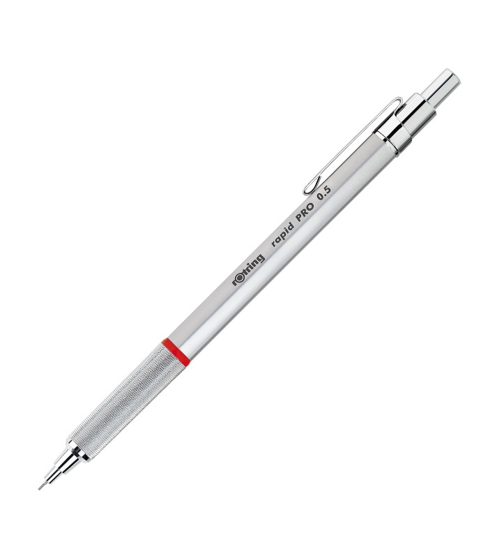 rOtring Rapid Pro Mechanical Pencil | HB 0.5 mm Lead Propelling Pencil | Reduced Lead Breakage | Silver Chrome Full-Metal Barrel