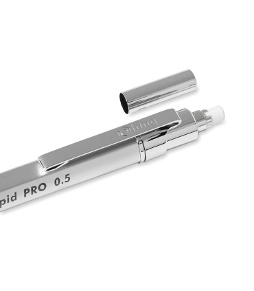 rOtring Rapid Pro Mechanical Pencil | HB 0.5 mm Lead Propelling Pencil | Reduced Lead Breakage | Silver Chrome Full-Metal Barrel