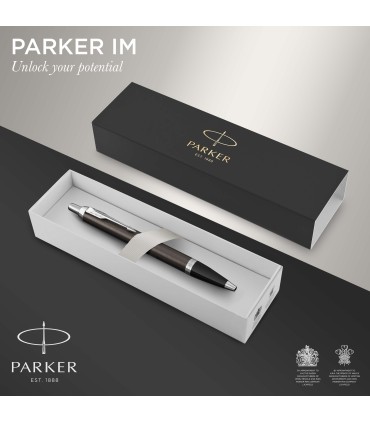 Parker IM Ballpoint Pen | Dark Espresso with Medium Point Blue Ink Refill | Gift Box