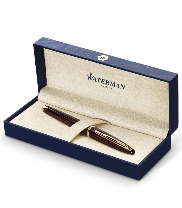 Waterman Carène Marine Amber Fountain Pen | Gloss Brown & Black with 23k Gold Clip | Fine Nib with Blue Ink Cartridge | Gift Box