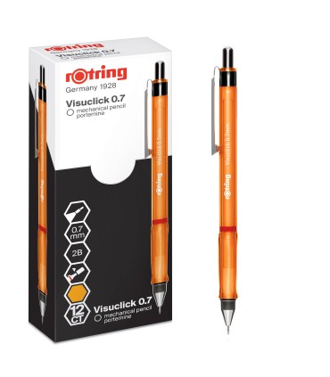 rOtring Visuclick Mechanical Pencil | 0.7 mm | 2B Lead | Lively Orange Barrel | 12 Count