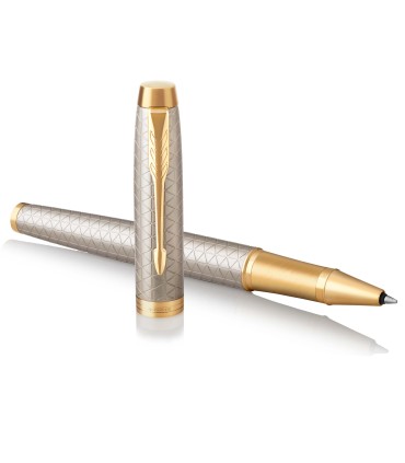 Parker IM Rollerball Pen | Premium Warm Silver | Fine Point Black Ink | Gift Box