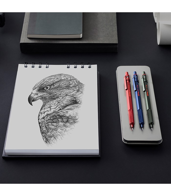 rOtring 600 Mechanical Pencil | 0.7 mm | Red All-Metal Body Propelling Pencil | Non-Slip Knurled Grip & Hexagonal Barrel