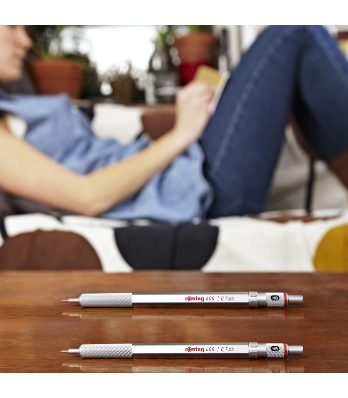 rOtring 600 Mechanical Pencil | 0.7 mm | Red All-Metal Body Propelling Pencil | Non-Slip Knurled Grip & Hexagonal Barrel