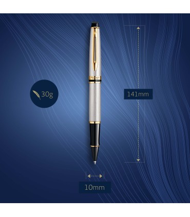 Waterman Expert Rollerball Pen | Stainless Steel with 23k Gold Trim | Fine Point | Black Ink | Gift Box