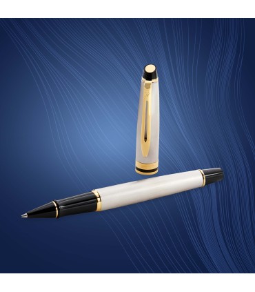 Waterman Expert Rollerball Pen | Stainless Steel with 23k Gold Trim | Fine Point | Black Ink | Gift Box