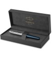 PARKER Sonnet Fountain Pen | Premium Metal and Blue Satin Finish with Chrome Trim | Fine 18k Gold Ni