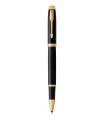 PARKER IM Rollerball, Black Lacquer, Gold trims, fine Point, Black ink Refill - Giftbox