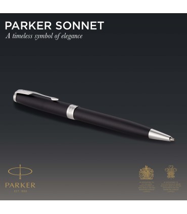 Parker Sonnet Ballpoint Pen | Matte Black Lacquer with Palladium Trim | Medium Point Black Ink | Gift Box
