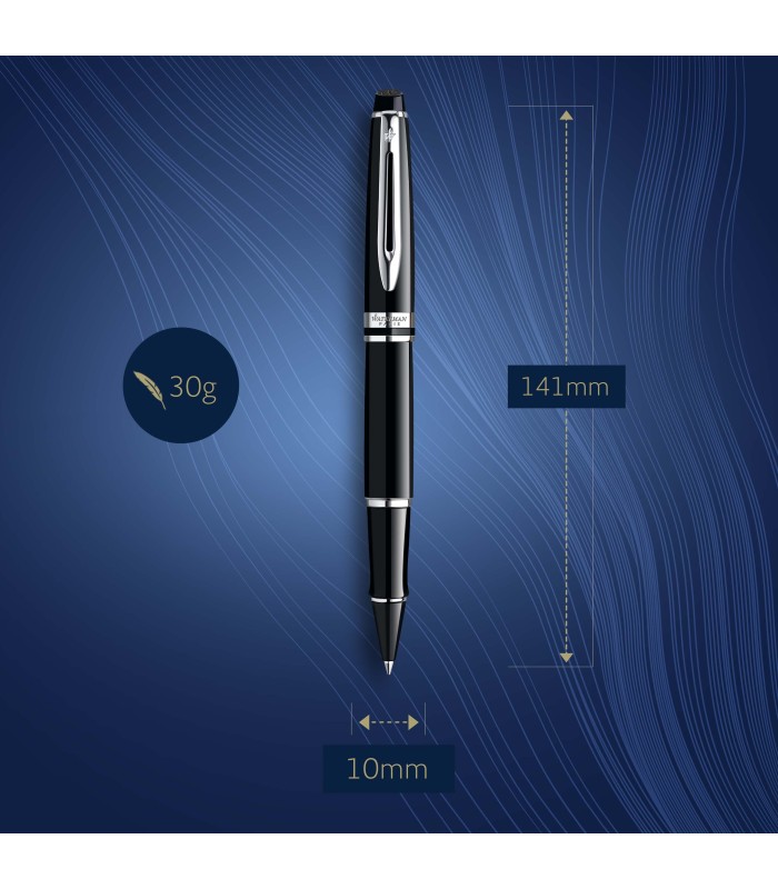 Waterman Expert Rollerball Pen | Gloss Black with Chrome Trim | Fine Point | Black Ink | Gift Box