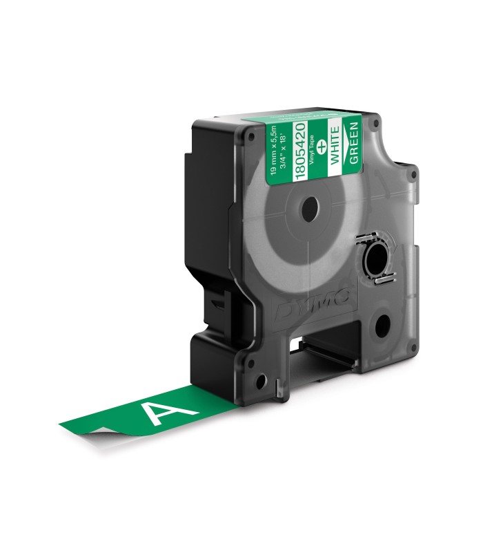 DYMO Rhino Industrial Vinyl Labels | 19 mm x 5.5 m | White Print on Green | Self-Adhesive | for LabelManager & Rhino Label Maker