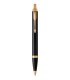 PARKER IM Ballpoint Pen, Black Lacquer, Gold trims, medium Point, Blue ink Refill - Giftbox