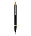 PARKER IM stylo bille, laque noire, attributs dorés, Recharge bleue pointe moyenne, Coffret cadeau