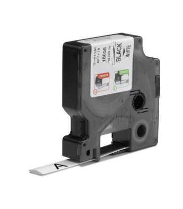 DYMO Rhino Industrial Heat-Shrink Cable Label Tubes | 12mm x 1.5m | Black Print on White | for Rhino Label Makers