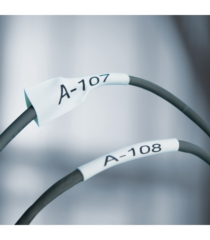 DYMO Rhino Industrial Heat-Shrink Cable Label Tubes | 12mm x 1.5m | Black Print on White | for Rhino Label Makers