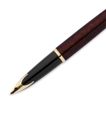Waterman Carène Marine Amber Fountain Pen | Gloss Brown & Black with 23k Gold Clip | Medium Nib with Blue Ink Cartridge | Gift B