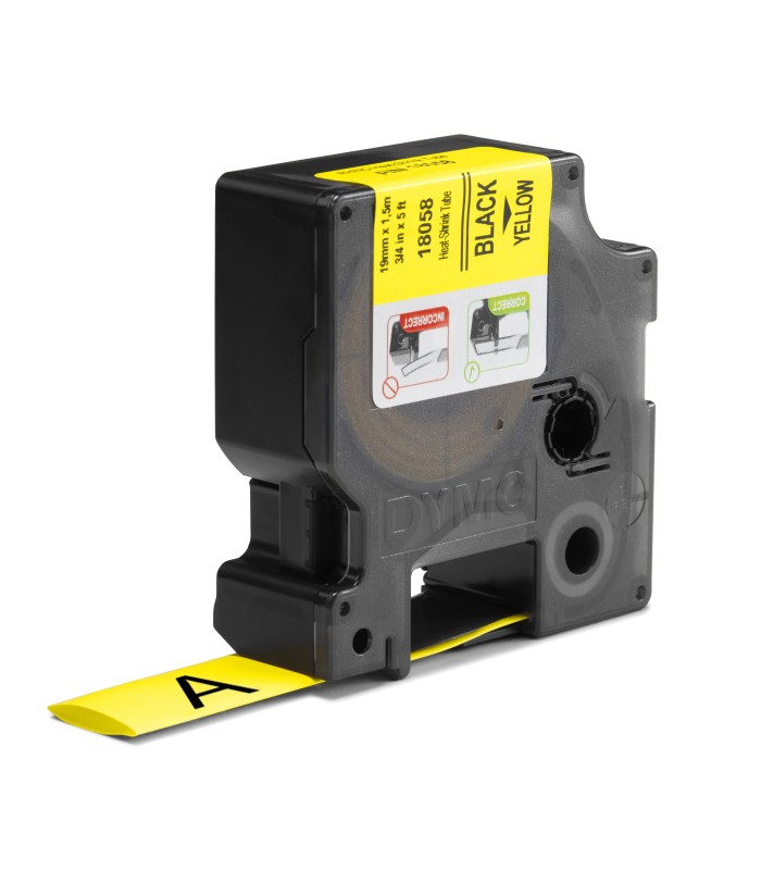 DYMO Rhino Industrial Heat-Shrink Cable Label Tubes | 19 mm x 1.5 m | Black Print on Yellow | for Rhino Label Makers