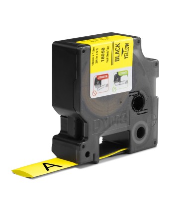 DYMO Rhino Industrial Heat-Shrink Cable Label Tubes | 19 mm x 1.5 m | Black Print on Yellow | for Rhino Label Makers