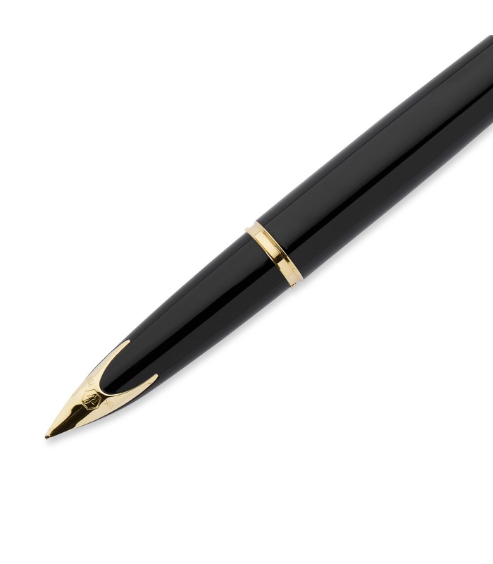 Waterman Carène Black Sea Fountain Pen | High-Gloss Black & 23k Gold Clip | Fine Nib with Blue Ink Cartridge | Gift Box