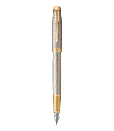 PARKER IM Premium - Fountain Pen, Warm Silver, Gold trims, fine Nib - Giftbox