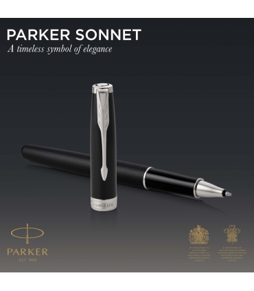Parker Sonnet Rollerball Pen | Matte Black Lacquer with Palladium Trim | Fine Point Black Ink | Gift Box