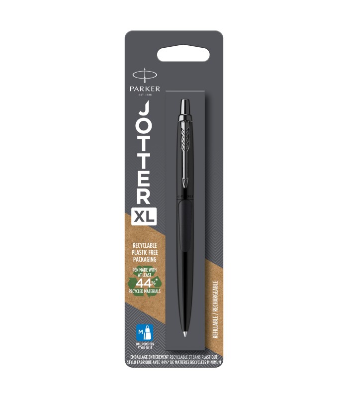 Parker Jotter XL Ballpoint Pen | Monochrome Matte Black | Medium Point | Blue Ink | Blister Pack