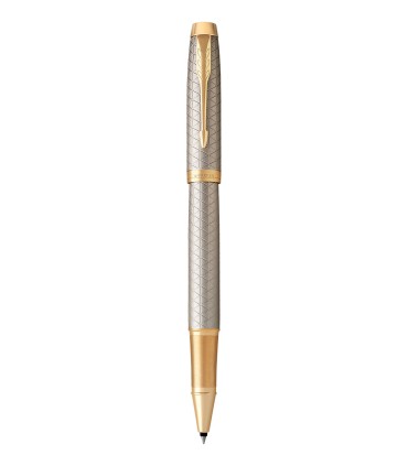 PARKER IM Premium - Rollerball, Warm Silver, Gold trims, fine Point, Black ink Refill - Giftbox