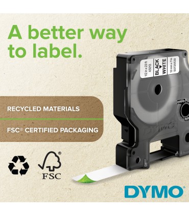 DYMO Rhino Industrial Heat-Shrink Cable Label Tubes | 9 mm x 1.5 m | Black Print on White | for Rhino Label Makers