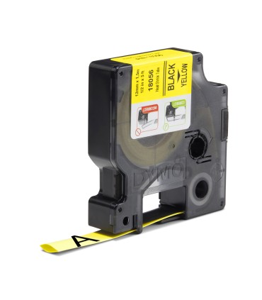 DYMO Rhino Industrial Heat-Shrink Cable Label Tubes | 12 mm x 1.5 m | Black Print on Yellow | for Rhino Label Makers