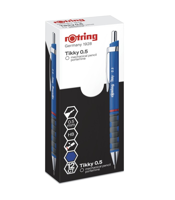 rOtring Tikky Colour-Coded Mechanical Pencils | 0.5 mm | Blue Barrel | Box of 12