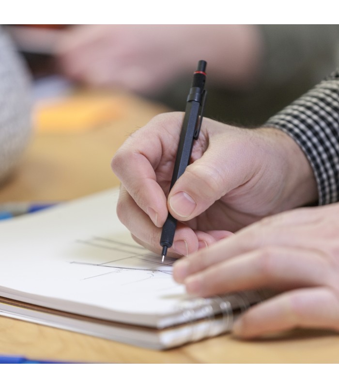 rOtring 600 Mechanical Pencil | 0.5 mm | Black All-Metal Body Propelling Pencil | Non-Slip Knurled Grip & Hexagonal Barrel