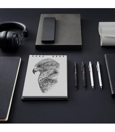 rOtring 600 Mechanical Pencil | 0.5 mm | Black All-Metal Body Propelling Pencil | Non-Slip Knurled Grip & Hexagonal Barrel