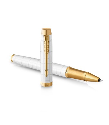 Parker IM Rollerball Pen | Premium Pearl Lacquer with Gold Trim | Fine Point with Black Ink Refill | Gift Box