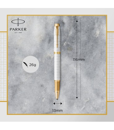 Parker IM Rollerball Pen | Premium Pearl Lacquer with Gold Trim | Fine Point with Black Ink Refill | Gift Box