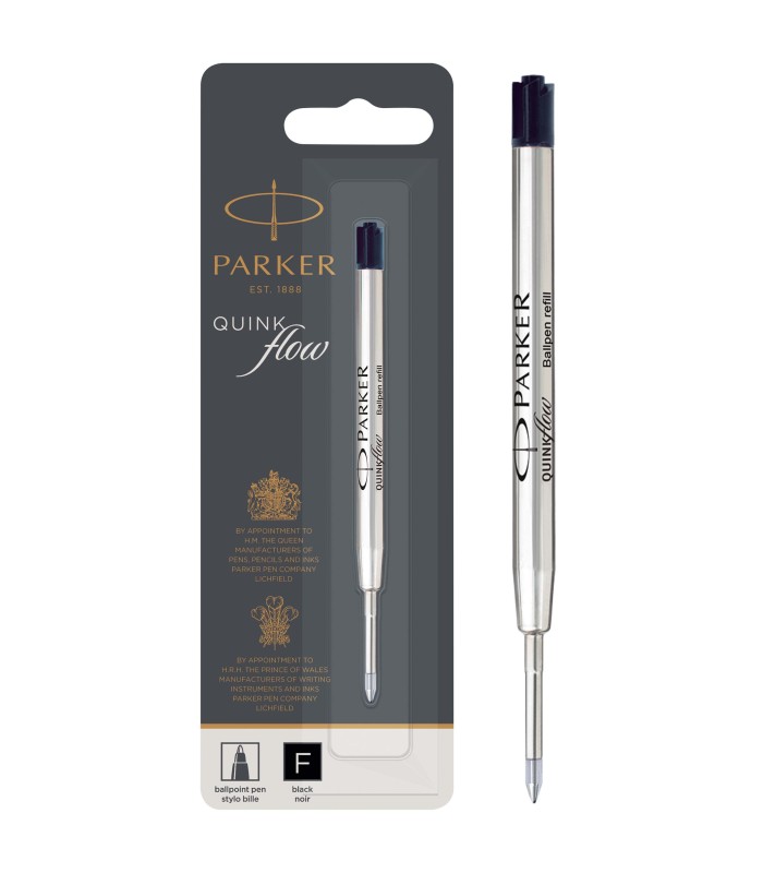 Parker Ballpoint Pen Refill | Fine Tip | Black QUINKflow Ink | 1 Count