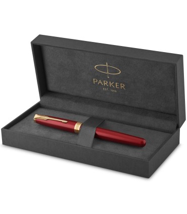 Parker Sonnet Rollerball Pen | Red Lacquer with Gold Trim | Fine Point Black Ink | Gift Box