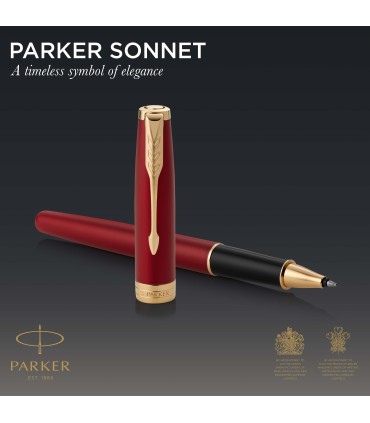 Parker Sonnet Rollerball Pen | Red Lacquer with Gold Trim | Fine Point Black Ink | Gift Box