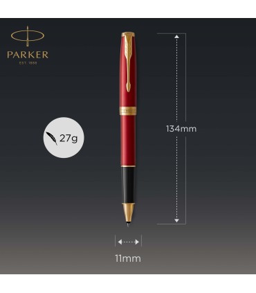 Parker Sonnet Rollerball Pen | Red Lacquer with Gold Trim | Fine Point Black Ink | Gift Box