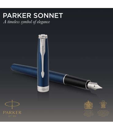Parker Sonnet Fountain Pen | Blue Lacquer with Palladium Trim | Medium Nib | Gift Box