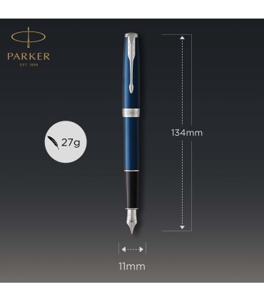 Parker Sonnet Fountain Pen | Blue Lacquer with Palladium Trim | Medium Nib | Gift Box