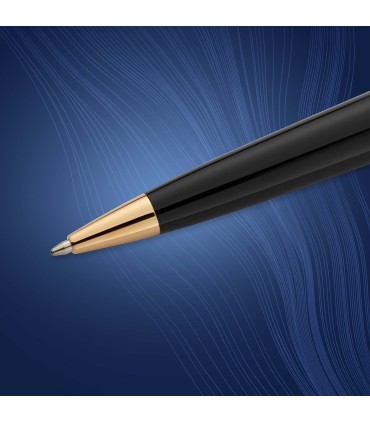 Waterman Expert Ballpoint Pen | Gloss Black with 23k Gold Trim | Medium Tip | Blue Ink | Gift Box