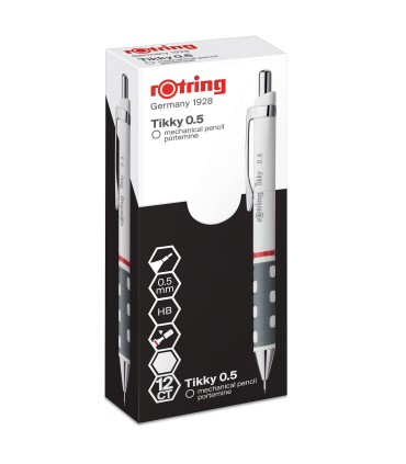 rOtring Tikky Colour-Coded Mechanical Pencils | 0.5 mm | White Barrel | Box of 12