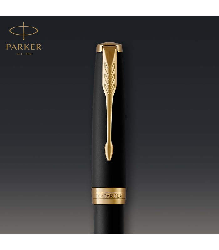 Parker Sonnet Fountain Pen | Matte Black Lacquer with Gold Trim | Fine Nib | Gift Box
