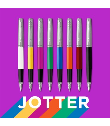 Parker Jotter Originals Fountain Pen | Classic Magenta Finish | Medium Nib | Blue & Black Ink