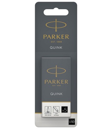 10 Quink Cartridge for PARKER Fountain Pen, Black ink