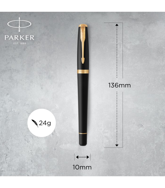 Parker Urban Duo Gift Set with Ballpoint Pen & Fountain Pen | Muted Black with Gold Trim | Blue Ink Refill & Cartridge
